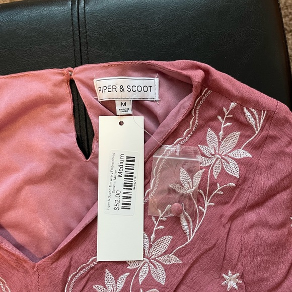 Piper & Scoot 3/4 Sleeve Mauve Embroidered Dress - Picture 7 of 9